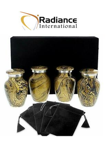 Gold Black Mini Keepsake Cremation Urn Set of 4 Small Metal Ashes Urns with Velvet <b>Box</b> <b>Memorial</b> Funeral Container Set - Product Image 3
