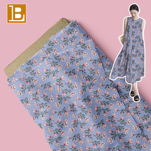 Flores de moda al por mayor hermosas flores de Magnolia rosa púrpura estampados de flores tela de <span class=keywords><strong>lino</strong></span> personalizada para ropa textil por <span class=keywords><strong>metro</strong></span> - Product Image 1