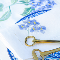 Servilletas de Lino con Dobladillo, Bordadas a Mano con Hortensias, Servilletas de Tela Florales, Decoración de Mesa de Lujo para Banquetes de Boda