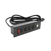 Multiprise de bureau avec interrupteur et protection contre les surcharges, 4 prises US, 2 ports USB pour bureau, maison, bureau à domicile