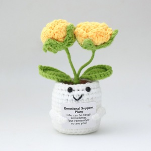Rosas Mini Lindas al por Mayor, Ramo de Flores de Ganchillo Hecho a Mano para Apoyo Emocional, en Maceta con Tarjetas, para Regalo de San Valentín o Adorno - Product Image 3
