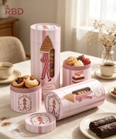 Boîte d'emballage en tube de papier rond imprimé sur mesure avec fenêtre transparente pour biscuits, macarons, bonbons, noix et cadeaux de boulangerie