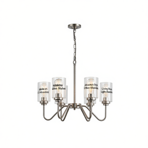 Modern American Luxury Style E26 Glass Chandelier Iron 6 Bulb Living Room Pendant Lights - Product Image 1