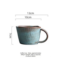 Ensemble de tasses à café en céramique de porcelaine solide rétro, design campagnard haut de gamme pour restaurant, latte, matcha, fleurs, 300 ml, retour à l'école