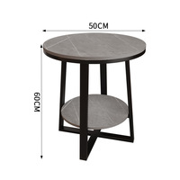Table d'appoint de canapé à structure métallique avec étagère de rangement, table d'angle ronde minimaliste pour balcon, salon, mobilier de maison