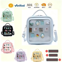 Tas Selempang Kulit PU Mewah Custom dengan Jendela Transparan untuk Menampilkan Pin, Tali Selempang yang Dapat Disesuaikan, Cocok untuk Cosplay, Pesta, Kegunaan Sehari-hari, dan Santai