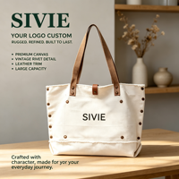 Tas Tote Kanvas Kustom, Tas Selempang Katun Vintage dengan Rivet dan Pinggiran Berumbai, Kapasitas Besar, Dapat Digunakan Kembali, Ramah Lingkungan, Tas Belanja