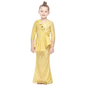 Costume coloré en dentelle pour enfants, ensemble deux pièces, Style musulman, Baju Kurung, vêtements islamiques, nouvelle mode - Product Image 4