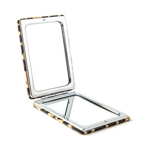 Wholesale Custom Logo Leopard Pattern Folding <b>Compact</b> <b>Mirror</b> Magnetic Closure Double Sided Glass Pocket Vanity <b>Mirror</b> - Product Image 2