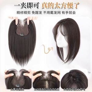 Peluca de Cabello Natural Completo para Mujer, con Flequillo Voluminoso Sin Costuras, para Cabello Gris, Cubre la Frente, Adaptable a Cualquier Forma de Rostro, Mezcla de Seda Semipermanente - Product Image 4