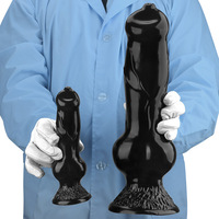 Dispositif de masturbation féminine réaliste en forme de pénis de chien noir, dilatateur anal en PVC, plug anal, pour expansion anale, pour usage sexuel.