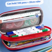 Estuche de Lápices de Cuero de Doble Capa 3D de Gran Capacidad con Cierre de Cremallera, Diseño Novedoso para Niños y Niñas de Primaria