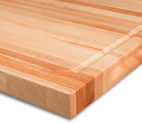 Planche à découper en bois d'érable épais avec rainure pour les jus, grande planche de boucher pour la préparation de la viande et des légumes en cuisine
