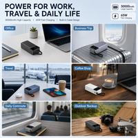Batterie externe de grande capacité 30000mAh, charge rapide 65W, câble intégré, batterie externe pour usage professionnel et quotidien