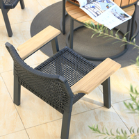 Conjunto de Sofás de Mimbre para Patio Exterior con Estructura de Aluminio Moderna OSMEN SPAIN, con Mesa de Centro de Teca Sólida para Jardín, Patio Trasero o Terraza