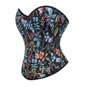 Fleur Feuilles <span class=keywords><strong>Bustier</strong></span> Top Sans Bretelles Basques Overbust Corset Slim Fit Teen-girl Outfit - Product Image 3