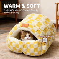 Lit-caverne pour chat en velours, best-seller, chaud pour l'hiver, maison fermée pour animaux de compagnie, lit en guimauve pour chat, coussin amovible et lavable, pour petits chiens et chats