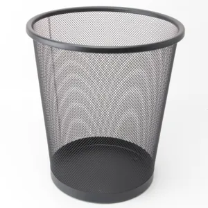 Wholesale Office Supplies Wire Metal Round Mesh Trash Can Black Paper Waste Bin Mesh Basket Dustbin