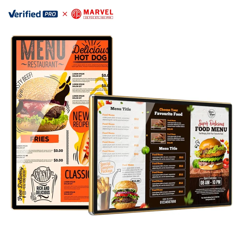 Marvel terbaik desain Ultra sempit perbatasan Burger Shop Restoran Makanan Cepat papan Menu tanda Digital Harga jendela tampilan iklan