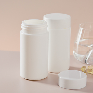 Bocaux cylindriques personnalisables en PET de 200 ml à surface mate avec couvercle à vis, emballage blanc pour suppléments nutritionnels (vitamines, huile de <span class=keywords><strong>poisson</strong></span>) - Product Image 3