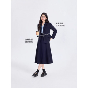 Women's Suit <b>Set</b> Long Sleeve <b>Blazer</b> Skirt Formal Workwear Commute Anti-Wrinkle Worsted Fabric Full Sleeve - Product Image 4