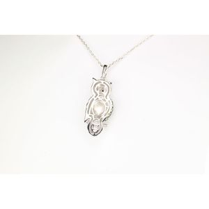 Precio de promoción de fábrica, collar de joyería de plata esterlina juvenil, collares con colgante de búho de cristal verde de plata 925 - Product Image 4