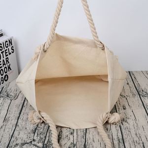 Sac fourre-tout en toile de couleur unie personnalisé - Sac fourre-tout vierge pour sublimation avec poignée en corde pour voyage et plage - Prix usine - Product Image 5