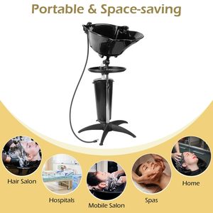 Lavabo Portatile per Shampoo con Stazione di Lavaggio Regolabile e Serbatoi d'Acqua Integrati per Saloni di Bellezza, Spa e Parrucchieri - Product Image 4