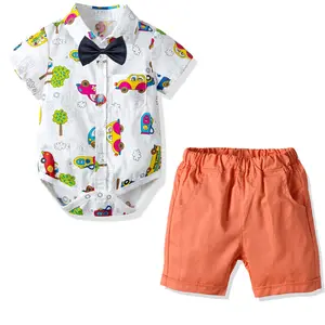 20A239 韩国儿童服装时尚设计可爱日常穿着儿童夏季男孩服装 2 件套