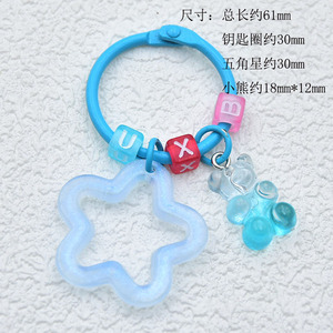 Llavero de acrílico con estrellas coloridas y cascabeles, estrellas de cinco puntas, colores dulces, broche, dijes para bolso, llavero para mujer, decoración - Product Image 5