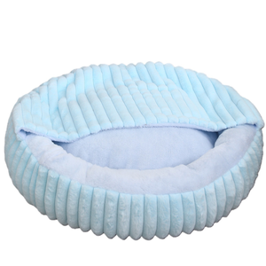 Nieuw hoogwaardig klein rond pluche honden- en kattenbed met bijpassende deken, rechte pluismat voor alle seizoenen - Product Image 6