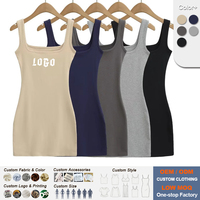 Vestido Mini Bodycon de Verano 2026 Personalizado para Mujer con Cuello Cuadrado, Ribete en Contraste, Ajuste Delgado, Cintura Ceñida, Estilo Básico y Sexy