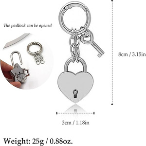 Llavero con Candado de Estrella y Corazón Dorado y Plateado, Amuleto para Bolso o Cartera para Mujer, Elegante Candado de Metal con Forma de Estrella y Corazón para Parejas - Product Image 2