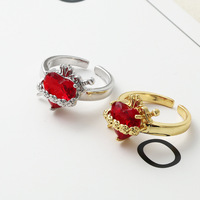 Hete nieuwe christelijke heilige hart kruis ring van legering damesmode doornen roos Valentijnsdag klein cadeau perzik hart ring OEM