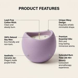 Luxury Gypsum Jar Scented Soy Wax <b>Candle</b> With Irregular Wavy Rim For Modern Home Decor Wholesale Private Label Premium <b>Set</b> - Product Image 4