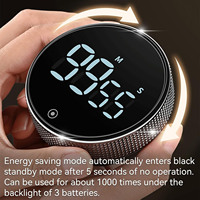 Große LED-Anzeige Drehbarer Countdown Magnetischer Kocht imer Runder schwarzer digitaler Küchen timer