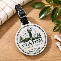 Étiquettes de bagage personnalisées en cuir avec médaillon métallique pour sublimation, idéales pour les membres de club de golf