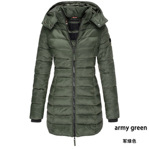 Nouveau femmes à capuche Parkas hiver chaud mode manteaux couleur unie coton vestes <span class=keywords><strong>femme</strong></span> <span class=keywords><strong>mi</strong></span>-long mince fermeture éclair Streetwear - Product Image 3