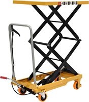Plataforma Elevadora Hidráulica Manual Tipo Tijera con Plataforma de Acero, Cuatro Ruedas y Bomba de Pie para Manejo de Carga en Talleres y Almacenes