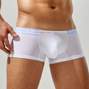 Autuom quần lót boxer nam mới Quần lót lưới nylon màu tinh khiết đàn hồi cao quần đùi boxer thiết kế đặc biệt cạp thấp - Product Image 5