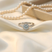Bague en argent S925 tendance pour anniversaire de mariage avec zircons bleus sertis à griffes