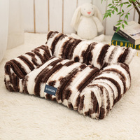 Lit de canapé carré pour animaux de compagnie en polycoton à carreaux, en peluche épaisse, avec fond antidérapant, lavable, doux, pour chiens et chats de petite, moyenne et grande taille