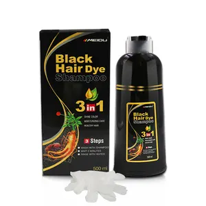 500ml doğal bitki siyah saç beyaz saç siyah saç boyası şampuanı için siyah boya şampuan 3 in 1