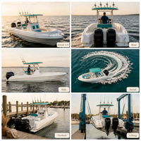 Perahu Pancing Konsol Tengah GRP 7.5m 24.6ft 300HP Motor Luar 8 Orang Tangki Bahan Bakar 200L Kelautan