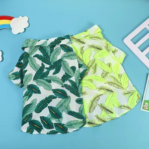Factory Original Custom Cat Dog Clothing Summer Fashion Beach Wind Leaves Printed Shirt
