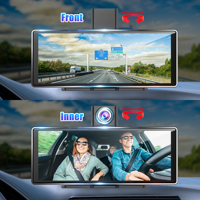 Écran de Navigation Portable Sans Fil Android Auto 4K 10.26" avec Caméra Frontale Intégrée Rotative et Double Enregistreur Arrière, Dashcam Carplay