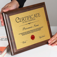 Certificat de plaque en bois cristal personnalisé MH-NJ0128 de récompense de plaque en bois de conception personnalisée