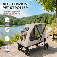 Poussette pliable pour animaux de compagnie, prix d'usine, grande capacité (50 kg), pour chiens et chats, avec poignée réglable confortable en maille et roues en EVA