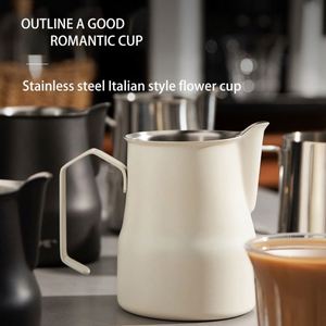 Hot Sale 2023 Manual Stainless Steel 304 Milk <b>Tea</b> Water Jug Steaming Foam Pitcher 350ml White - Product Image 2