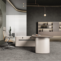 Bureau de direction moderne de luxe en forme de L avec chargeur sans fil et serrure à code mécanique, table de bureau exécutive écologique E0